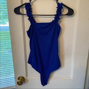 Blue Ruffle Sleeve Bodysuit